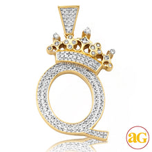 Cargar imagen en el visor de la galería, 10KY 0.45CTW DIAMOND INITIAL WITH CROWN PENDANT -