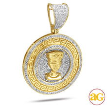 Load image into Gallery viewer, 10KY 0.80CTW DIAMOND GREEK KEY NEFERTITI MEDALLION