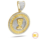 10KY 0.80CTW DIAMOND GREEK KEY NEFERTITI MEDALLION