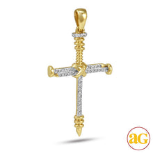 Cargar imagen en el visor de la galería, 10KY 0.15CTW DIAMOND &quot;NAILS&quot; CROSS PENDANT