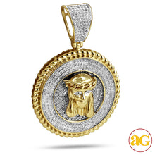 Load image into Gallery viewer, 10KY 1.00CTW DIAMOND JESUS MEDALLION WITH ROPE