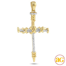 Cargar imagen en el visor de la galería, 10KY 0.15CTW DIAMOND &quot;NAILS&quot; CROSS PENDANT