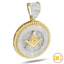 Cargar imagen en el visor de la galería, 10KY 1.00CTW DIAMOND MASONIC MEDALLION WITH ROPE