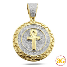 Cargar imagen en el visor de la galería, 10KY 0.80CTW DIAMOND ANKH CROSS MEDALLION WITH