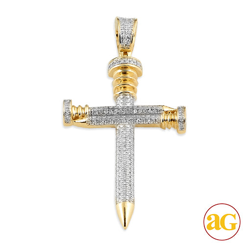 10KY 0.55CTW DIAMOND NAILS CROSS PENDANT