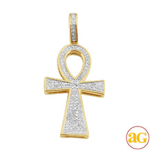 Cargar imagen en el visor de la galería, 10KY 0.30CTW DIAMOND ANKH CROSS PENDANT