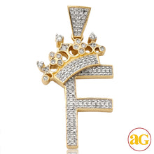 Cargar imagen en el visor de la galería, 10KY 0.30CTW DIAMOND INITIAL WITH CROWN PENDANT -