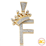 10KY 0.30CTW DIAMOND INITIAL WITH CROWN PENDANT -