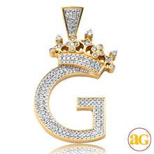 Cargar imagen en el visor de la galería, 10KY 0.35CTW DIAMOND INITIAL WITH CROWN PENDANT -