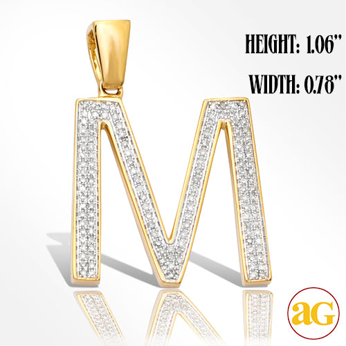 10KY 0.30CTW DIAMOND INITIAL PENDANT - "M"