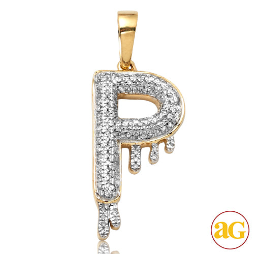 10KY 0.35CTW DIAMOND DRIPPING INITIAL PENDANT