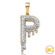 Cargar imagen en el visor de la galería, 10KY 0.35CTW DIAMOND DRIPPING INITIAL PENDANT