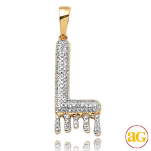 Load image into Gallery viewer, 10KY 0.35CTW DIAMOND DRIPPING INITIAL PENDANT