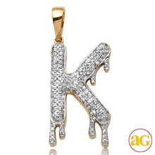 Cargar imagen en el visor de la galería, 10KY 0.45CTW DIAMOND DRIPPING INITIAL PENDANT