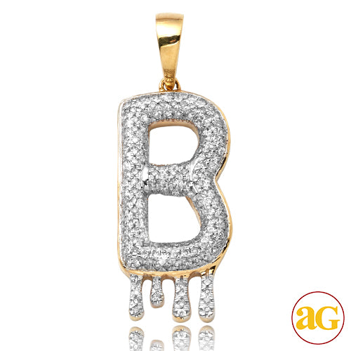 10KY 0.50CTW DIAMOND DRIPPING INITIAL PENDANT