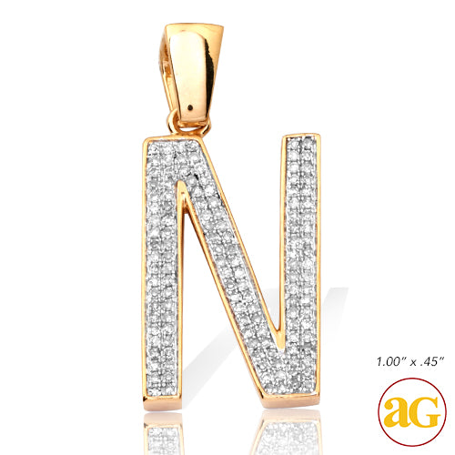 10KY 0.30CTW DIAMOND INITIAL PENDANT - "N"