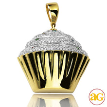 Cargar imagen en el visor de la galería, 10KY 0.75CTW DIAMOND CUPCAKE PENDANT WITH COLORED