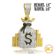 Load image into Gallery viewer, 10KY 0.80CTW GREEN AND WHITE DIAMOND MONEY BAG