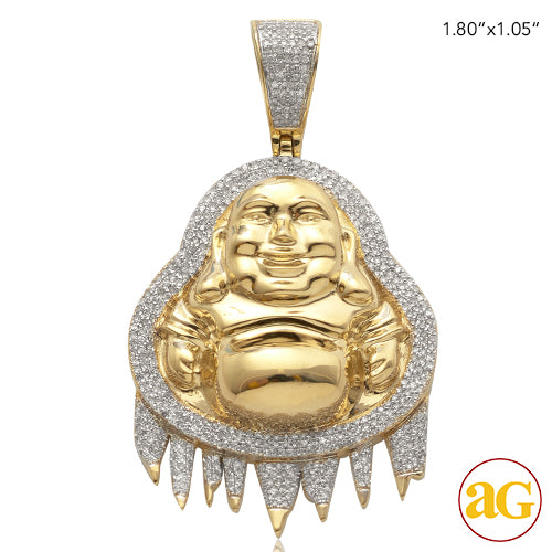 10KY 0.60CTW DRIPPING DIAMOND FAT BUDDHA PENDANT