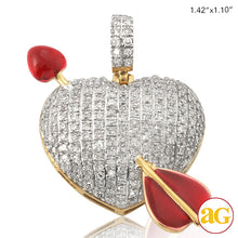 Load image into Gallery viewer, 10KY 0.60CTW DIAMOND CUPID&#39;S ARROW HEART PENDANT -