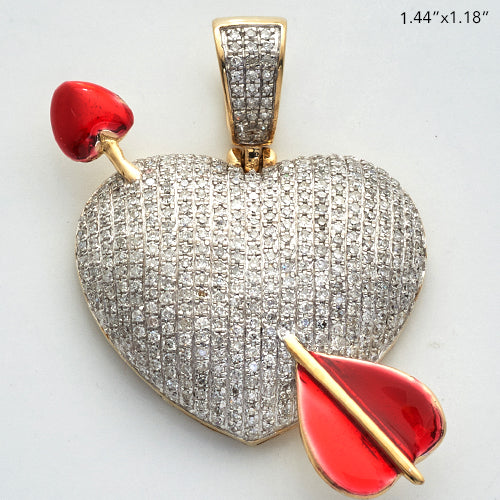 10KY 1.35CTW DIAMOND CUPID'S ARROW HEART PENDANT