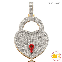 Cargar imagen en el visor de la galería, 10KY 1.00CTW HEART LOCK DIAMOND PENDENT