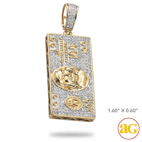 10KY 0.55CTW DIAMOND $100 BILL PENDANT