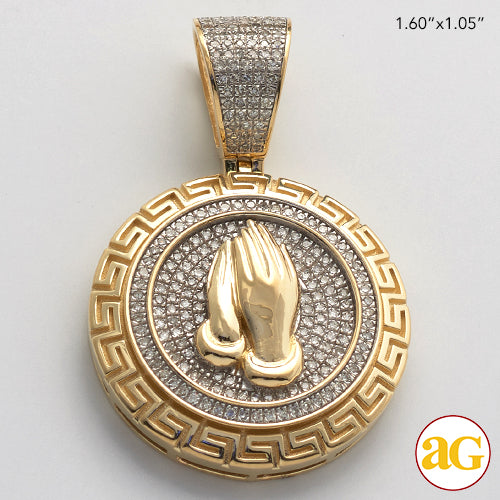 10KY 0.65CTW DIAMOND PRAYING HANDS MEDALLION