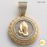 10KY 0.65CTW DIAMOND PRAYING HANDS MEDALLION