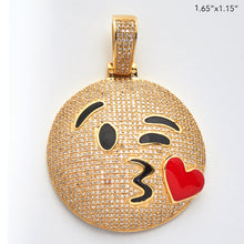 Load image into Gallery viewer, 10KY 2.00CTW DIAMOND BLOWING KISS EMOJI PENDANT