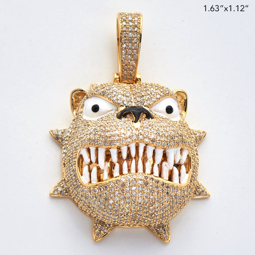 10KY 3.00CTW DIAMOND BULLDOG FACE PENDANT