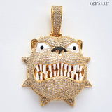 10KY 3.00CTW DIAMOND BULLDOG FACE PENDANT