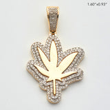 10KY 1.10CTW DIAMOND HERBAL MEDICINE LEAF PENDANT