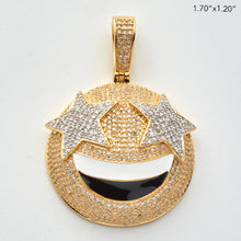 Cargar imagen en el visor de la galería, 10KY 2.60CTW DIAMOND SMILEY FACE STAR EYES EMOJI