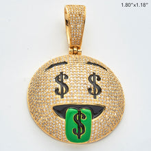 Cargar imagen en el visor de la galería, 10KY 3.15CTW DIAMOND MONEY FACE EMOJI PENDANT