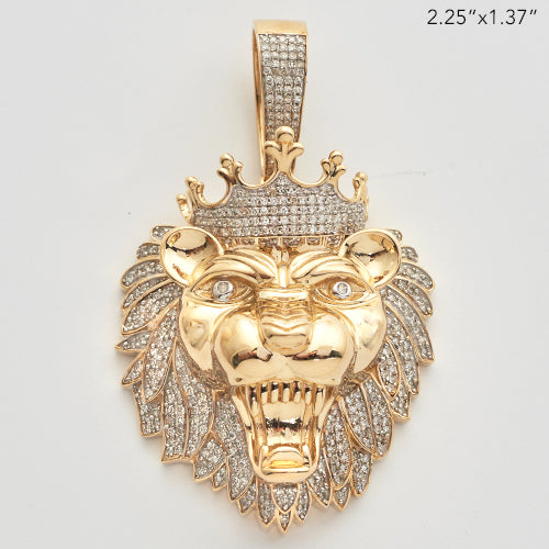 10KY 1.50CTW MICROPAVE DIAMOND LION HEAD PENDANT