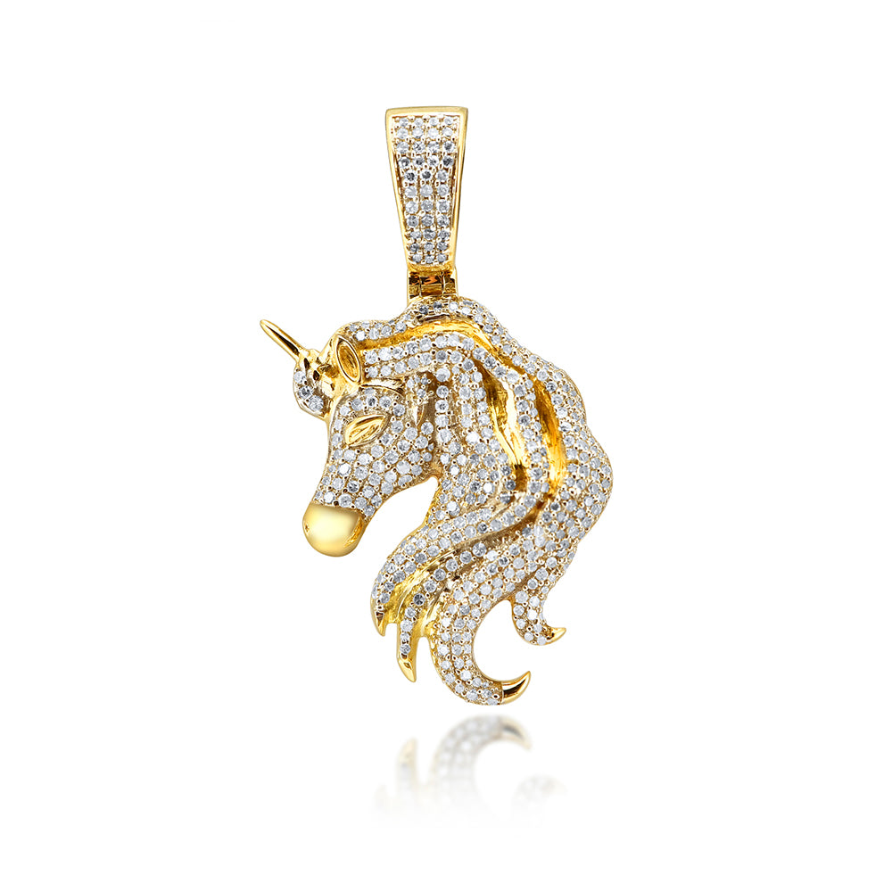 10KY 1.30CTW MICROPAVE DIAMOND UNICORN PENDANT