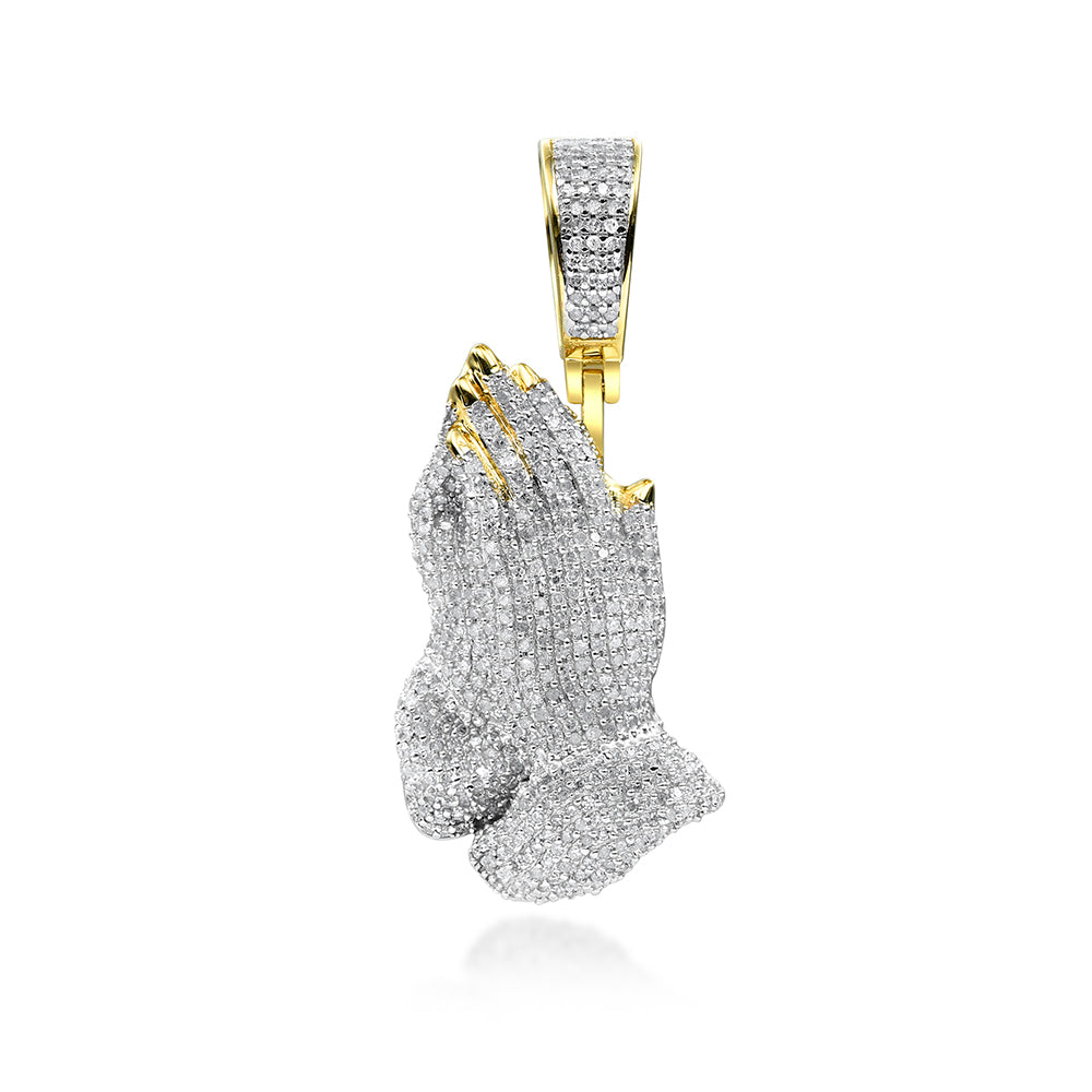 10KY+W 1.15CTW DIAMOND PRAYING HANDS PENDANT