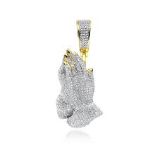 Load image into Gallery viewer, 10KY+W 1.15CTW DIAMOND PRAYING HANDS PENDANT