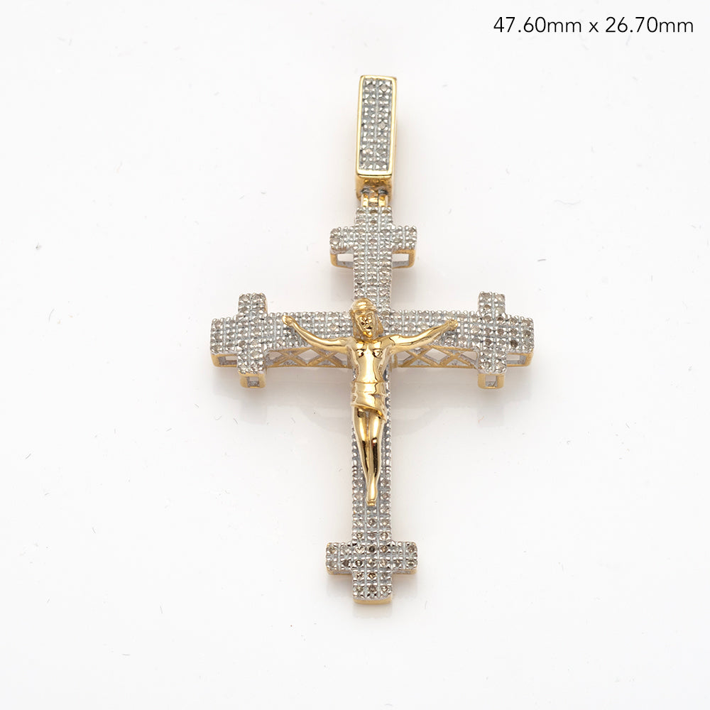 10KY 0.50CTW DIAMOND CRUCIFIX CROSS PENDANT