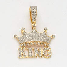 Cargar imagen en el visor de la galería, 10KY 0.50CTW DIAMOND CROWN PENDANT WITH TEXT