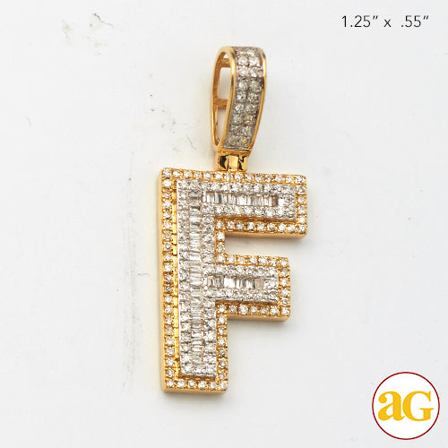 14KY 0.65 CTW DIAMOND INITIAL PENDANT "F"