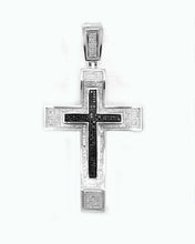 Load image into Gallery viewer, SS 1.50CTW BLACK &amp; WHITE DIA CROSS