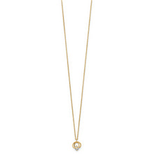 Cargar imagen en el visor de la galería, 14k Yellow Gold Polished CZ Double Circle 15in w/1in ext Necklace