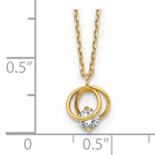 Cargar imagen en el visor de la galería, 14k Yellow Gold Polished CZ Double Circle 15in w/1in ext Necklace