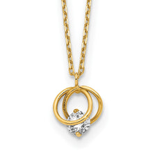 Cargar imagen en el visor de la galería, 14k Yellow Gold Polished CZ Double Circle 15in w/1in ext Necklace