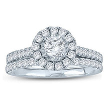 Load image into Gallery viewer, 10K White Gold 1ctw Round Halo Diamond Bridal Set