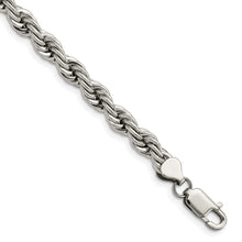 Cargar imagen en el visor de la galería, Stainless Steel Polished 7mm 7.25in Rope Bracelet