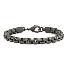 Cargar imagen en el visor de la galería, Stainless Steel Polished Gun Metal IP-plated Box Chain 8.5in Bracelet