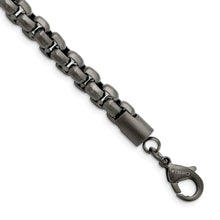 Cargar imagen en el visor de la galería, Stainless Steel Polished Gun Metal IP-plated Box Chain 8.5in Bracelet